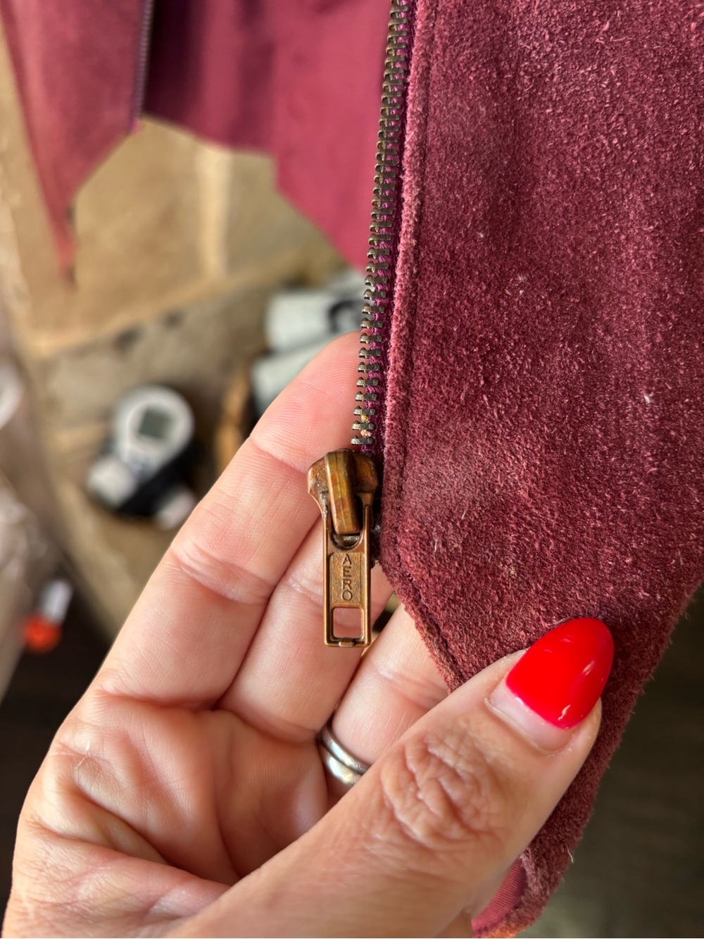 KZK Burgundy Suede Zip Front Vest - Picture 6 of 6